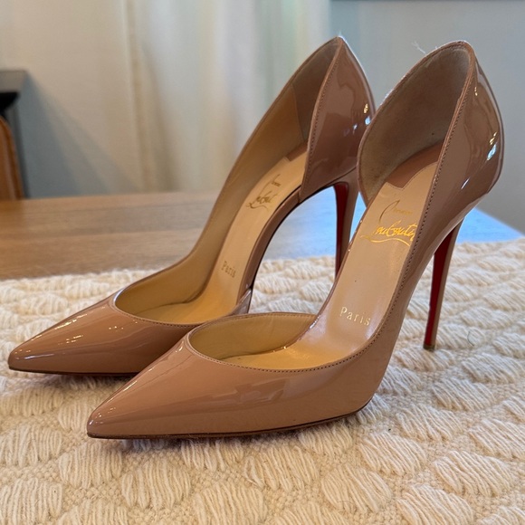 Christian Louboutin Iriza 100mm Nude Patent Leather Heels | Size 38 - Picture 11 of 11